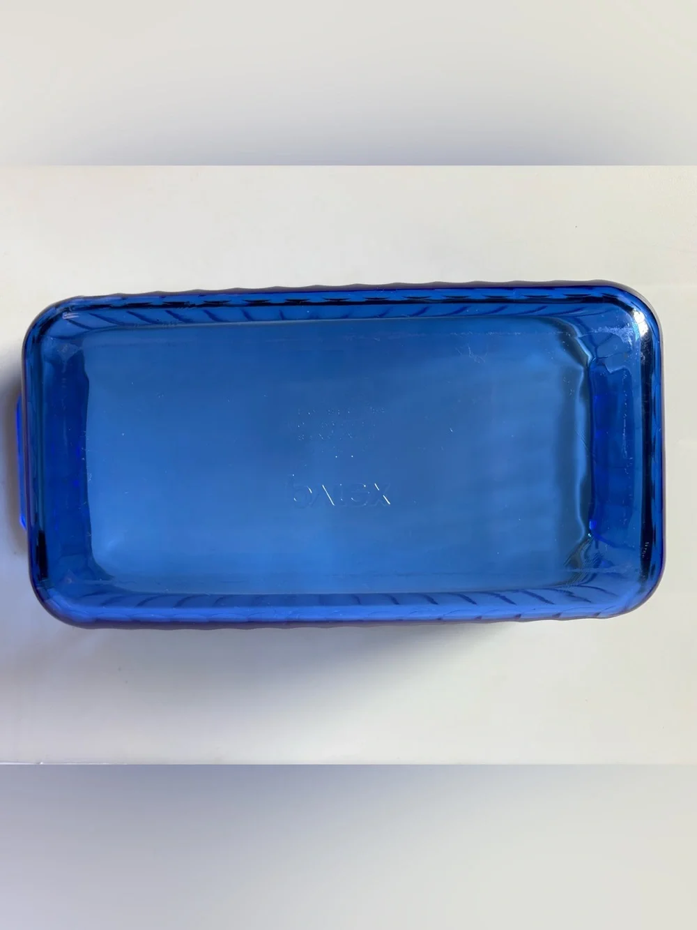 Pyrex Cobalt Blue Ribbed Glass Loaf Pan Baking Dish 1.5 qt   213-S
